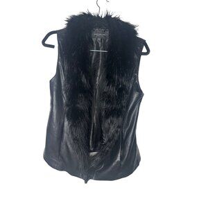 Marc New York Black Faux fur and vegan leather vest M